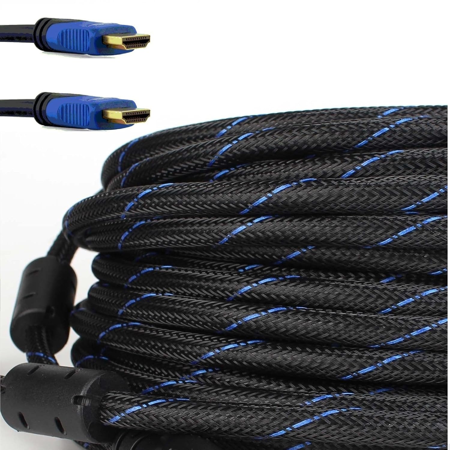 CableVantage CableVantage Premium HDMI Cable 50FT 15M V1.4 for 1080P 3D TV DVD PS4 HDTV Monitor Blue Braided Nylon Gold Tip