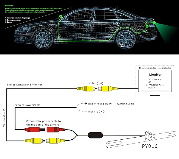 RVTXRX High Definition Backup Camera 170 Degree Wide Angle IP68 Waterproof for Mini Car Van Pickup SUV - View 7 of 8