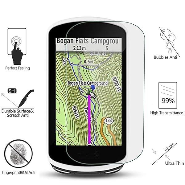 AKWOX AKWOX Tempered Glass Screen Protector for Garmin Edge 1030 - Pack of 4, 0.3mm 9H Scratch-Resistant Protection - View 3 of 8