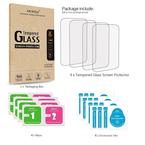 AKWOX AKWOX Tempered Glass Screen Protector for Garmin Edge 1030 - Pack of 4, 0.3mm 9H Scratch-Resistant Protection - View 8 of 8