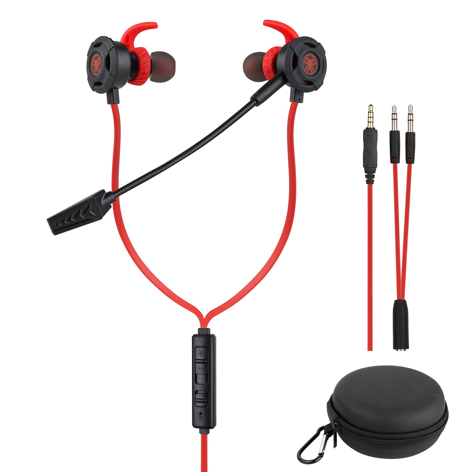 BlueFire Wired Gaming Earphone 3.5MM Noise Cancelling Stereo Bass Headphone with Adjustable Mic for PS4 Xbox One Laptop Cellphone PC Red