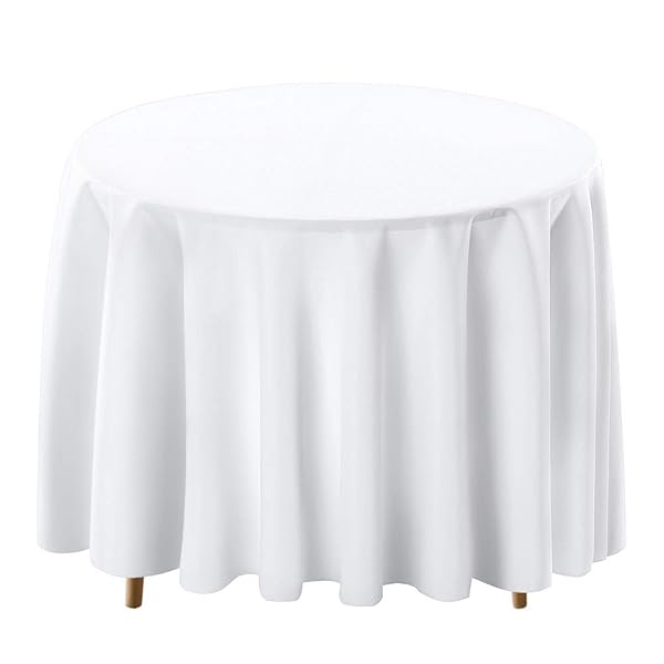 Surmente Surmente 120-Inch White Round Tablecloths for Weddings, Banquets & Restaurants - Perfect for Elegant Events