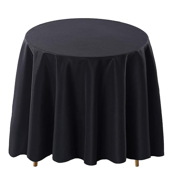 Surmente Surmente 120-Inch Black Round Tablecloths for Weddings, Banquets & Restaurants - Elegant Table Decor