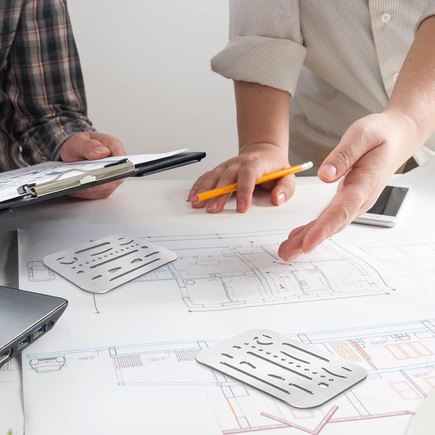 Hotop 3 Piece Eraser Shield Template Metal Erasing Shield Stainless Steel Drawing Drafting Tool for Artists - View 2 of 4