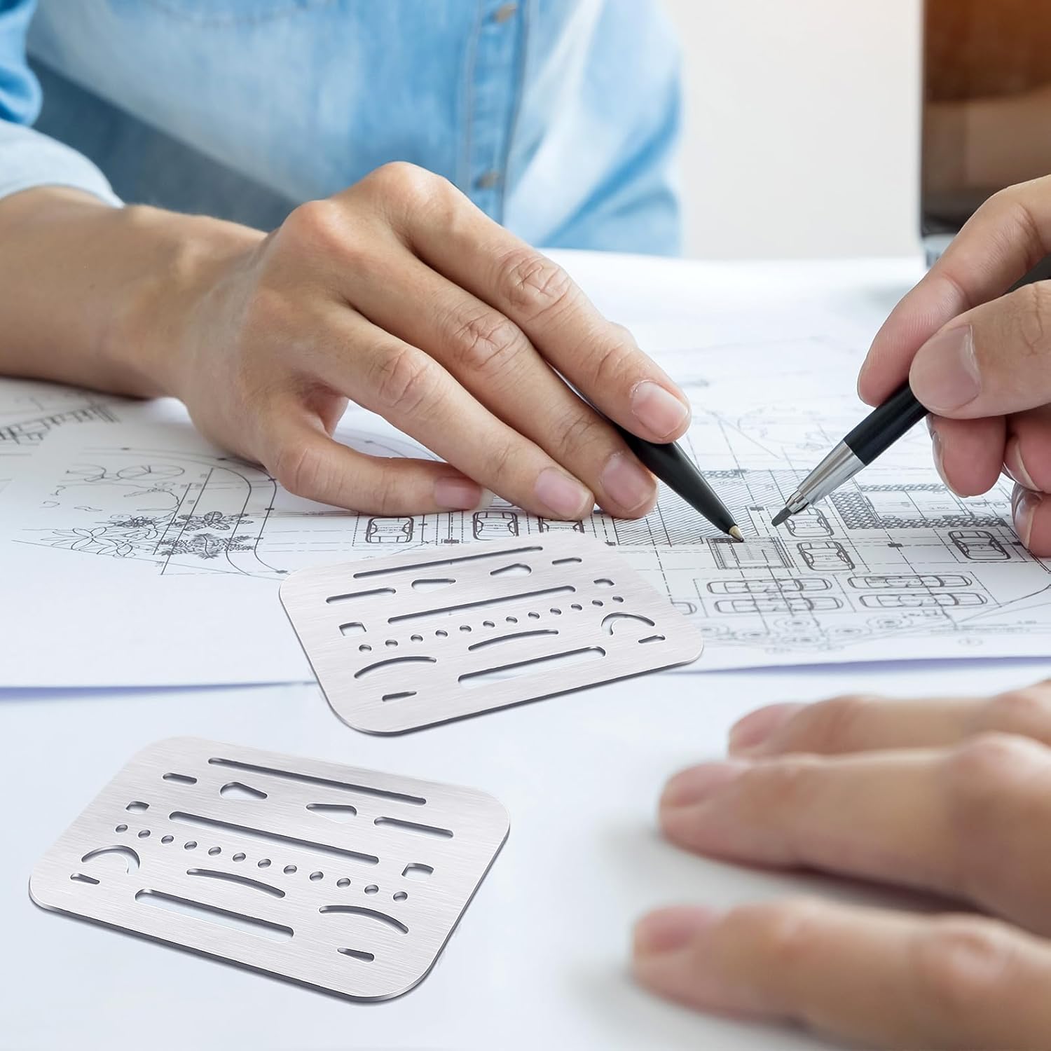 Hotop 3 Piece Eraser Shield Template Metal Erasing Shield Stainless Steel Drawing Drafting Tool for Artists - View 4 of 4