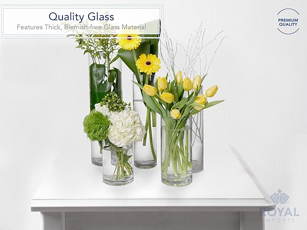 Royal Imports Royal Imports 16 Inch Tall Clear Glass Vase Decorative Centerpiece for Home or Wedding Cylinder Shape - View 3 of 7