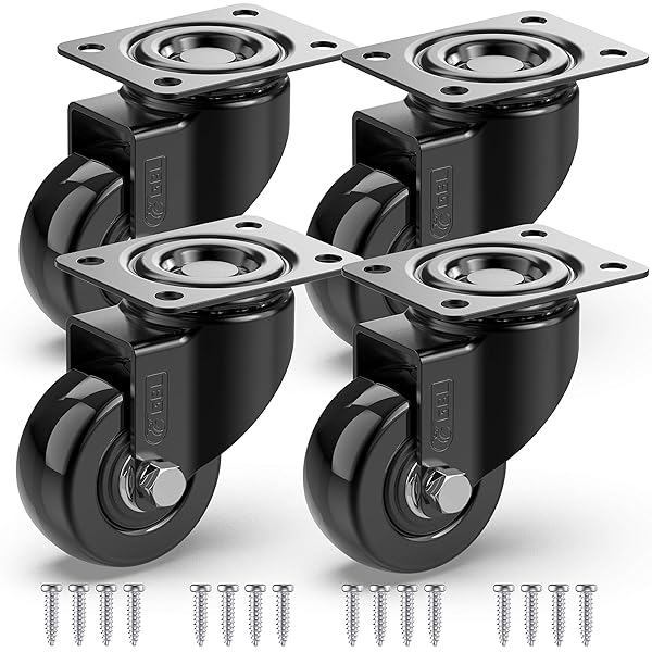 GBL "GBL 2" Heavy Duty Caster Wheels Set of 4 - 440Lbs Capacity, Silent Rubber Swivel Casters for Furniture, No Floor Marks"