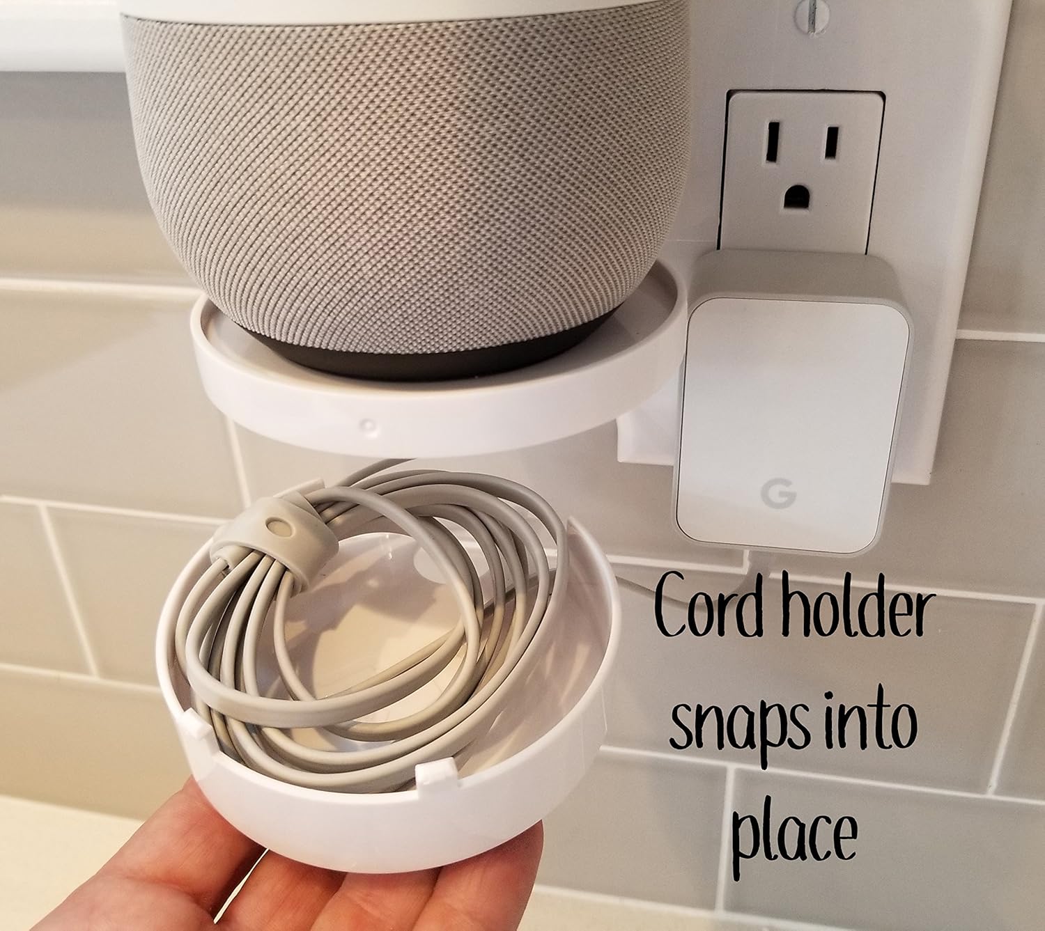 Mount Genie Mount Genie Smart Home Outlet Shelf with Hidden Cord Storage for Google Home Nest Security Cameras and Smart Speakers - View 3 of 7