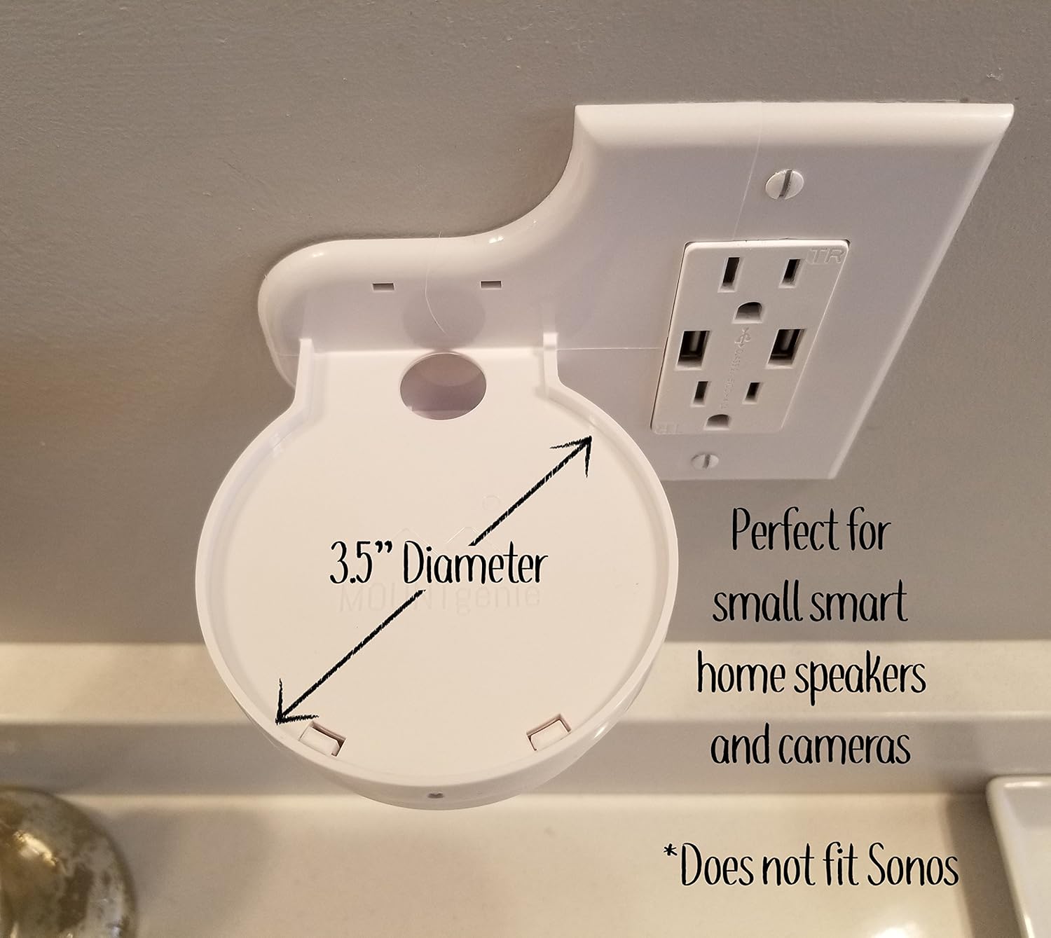 Mount Genie Mount Genie Smart Home Outlet Shelf with Hidden Cord Storage for Google Home Nest Security Cameras and Smart Speakers - View 6 of 7