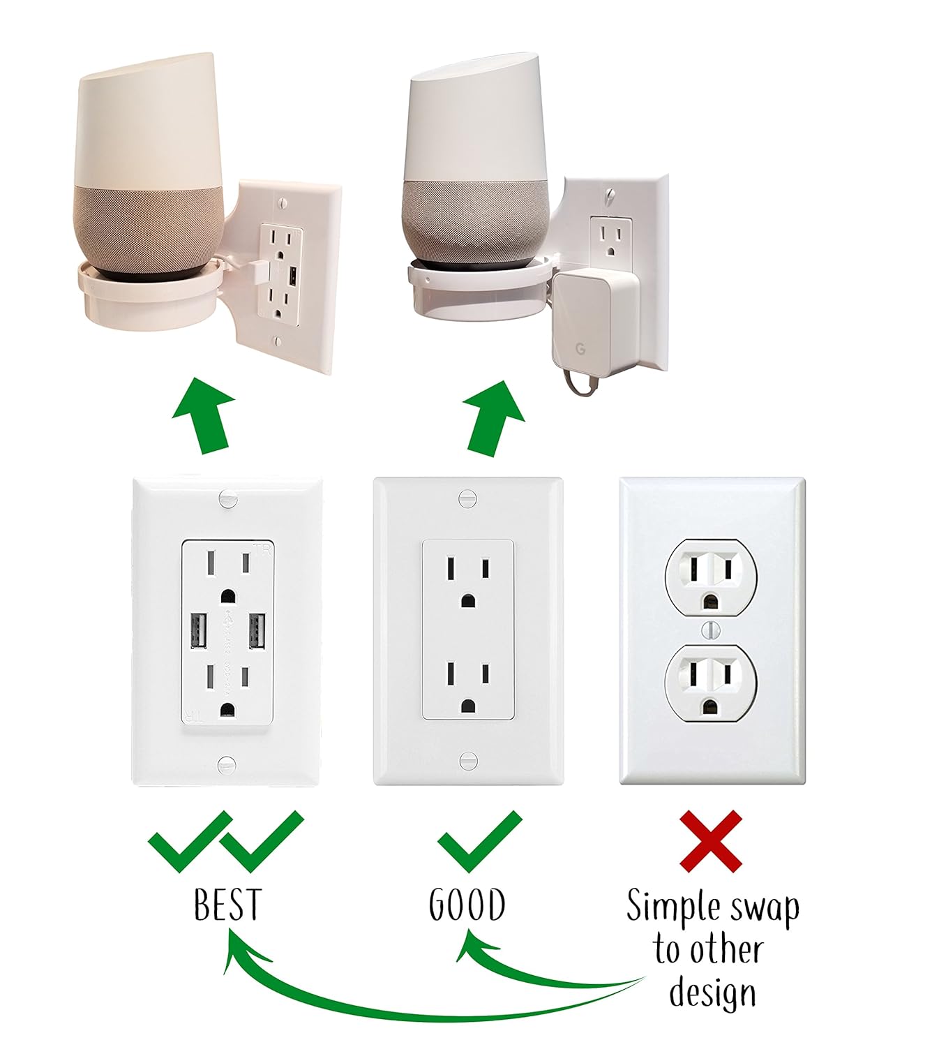 Mount Genie Mount Genie Smart Home Outlet Shelf with Hidden Cord Storage for Google Home Nest Security Cameras and Smart Speakers - View 7 of 7