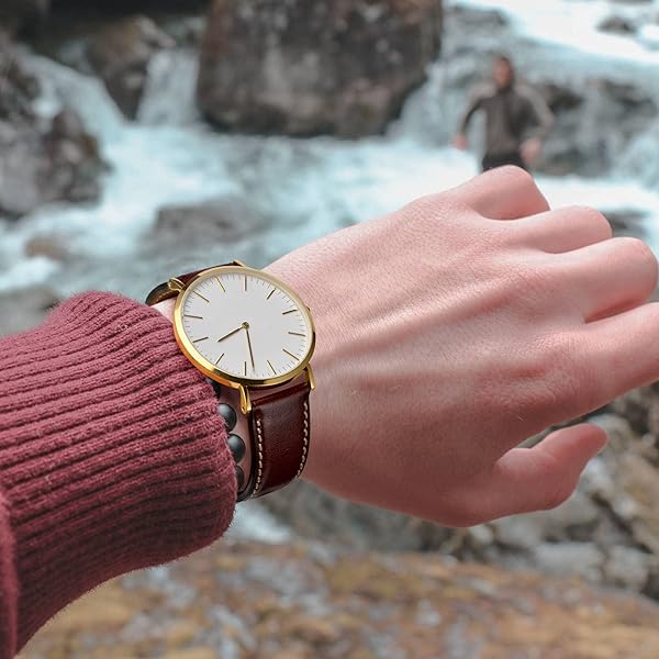 WOCCI WOCCI 22mm Luxury Italian Leather Watch Band Burgundy with Rose Gold Buckle - View 8 of 11