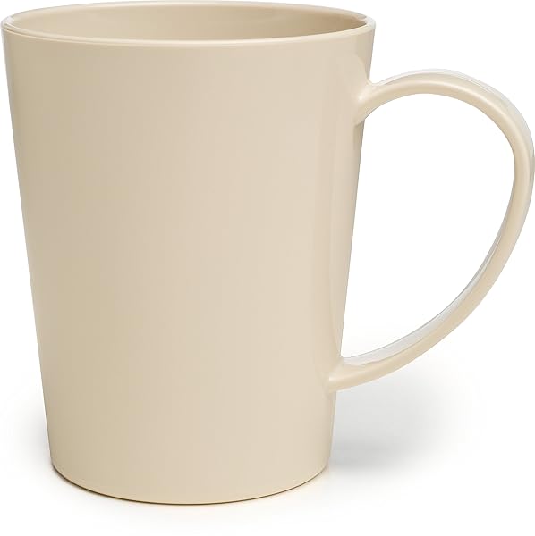 Carlisle FoodService Products Durable Tritan Plastic Coffee Mug - 12oz Bone Color with Large Handle for Buffets & Restaurants