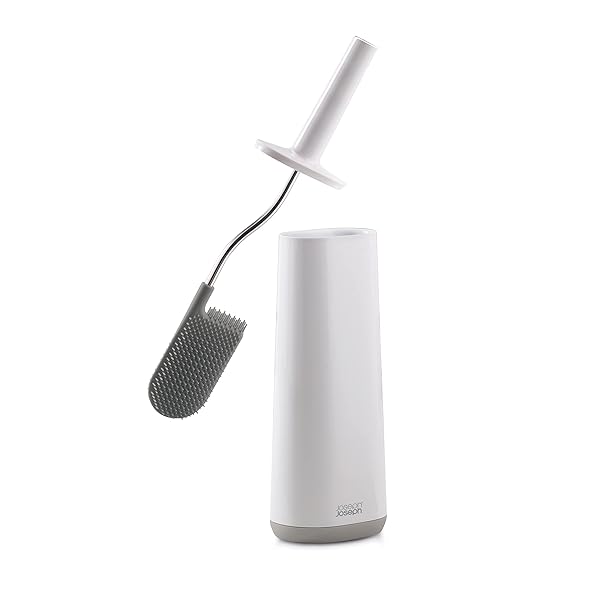 Joseph Joseph Joseph Joseph Toilet Brush & Slim Holder - Flexible Anti-Drip Design in Grey/White