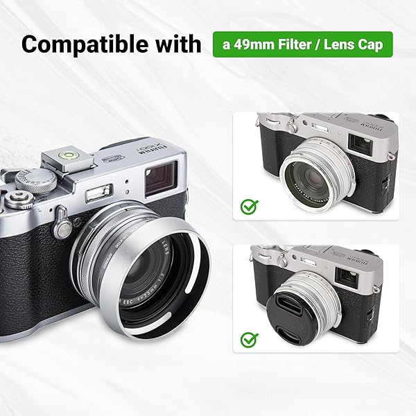 JJC JJC Lens Hood for Fujifilm X100 Series Cameras - 49mm Adapter Ring, Replaces LH-X100 & AR-X100 - Silver - View 5 of 8