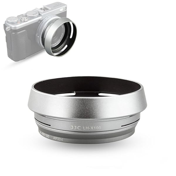 JJC Lens Hood for Fujifilm X100 Series Cameras - 49mm Adapter Ring, Replaces LH-X100 & AR-X100 - Silver