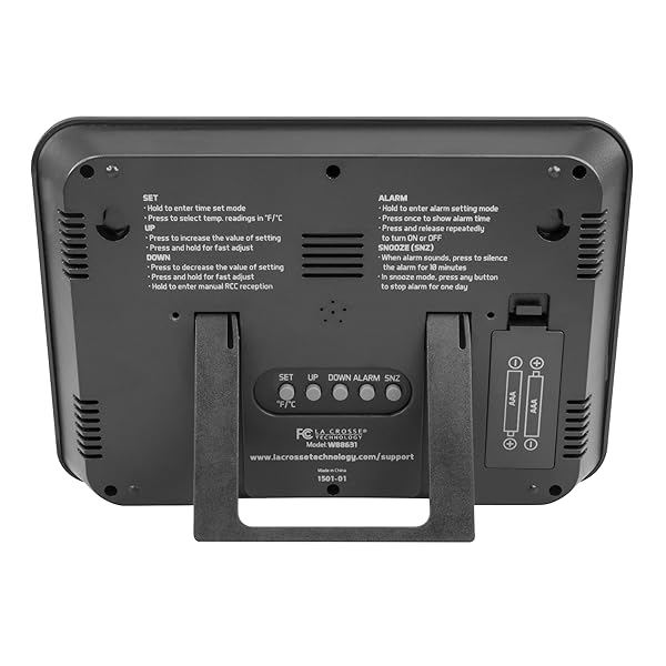 La Crosse Technology La Crosse Technology W88631 Digital Atomic Black Wall Clock with Temperature for Accurate Time and Indoor Climate Monitoring - View 3 of 6