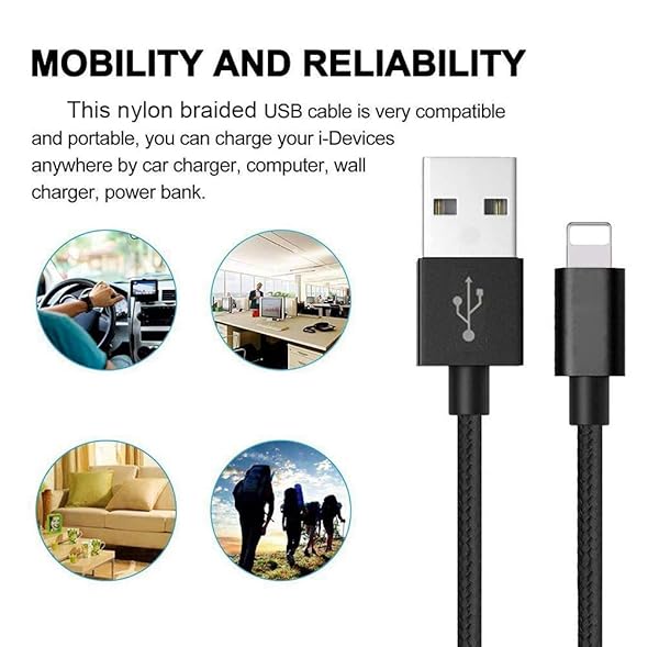 RoFI RoFI Compatible 6FT Nylon Braided Fast Charging USB Cable 2 Pack for iPhone X 8 7 6 Plus iPad Air Mini and More - View 5 of 6