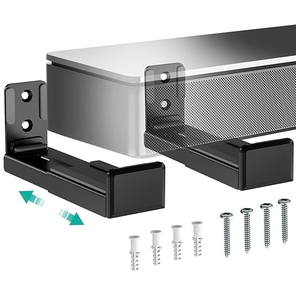 WALI WALI Universal Soundbar Wall Mount - Adjustable Dual Bracket for Center Channel Speakers, Holds Up to 33 lbs, Black