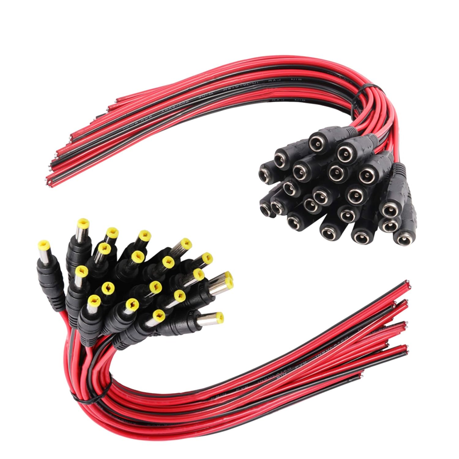 MILAPEAK MILAPEAK 18AWG DC Power Pigtail Cable 20 Pairs with Male Female Barrel Connectors for CCTV Security Camera and Lighting Adapter