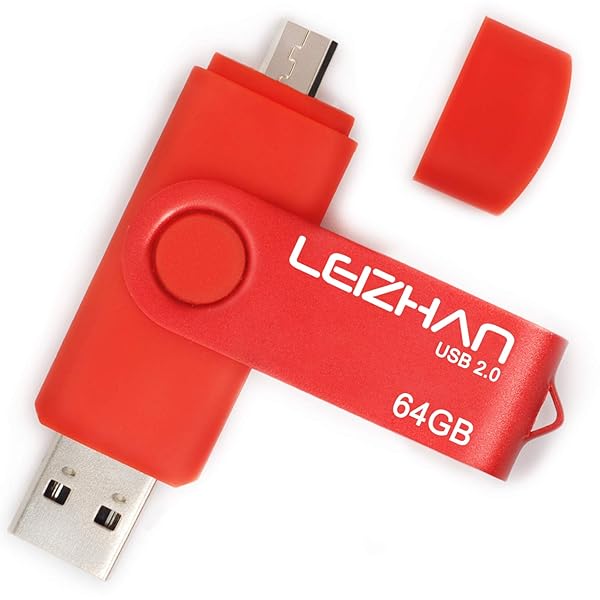 leizhan LEIZHAN 64GB Micro USB OTG Flash Drive for Smartphones and Tablets Compatible with Samsung Galaxy Xiaomi LG Sony OnePlus HTC Meizu Red - View 3 of 9