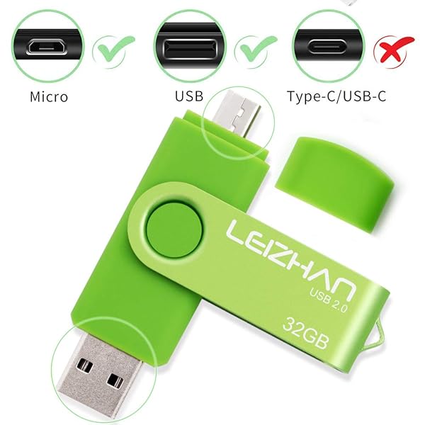 leizhan LEIZHAN 64GB USB Flash Drive Micro Pen Drive for Smartphones Samsung Galaxy Xiaomi LG Sony OnePlus HTC Meizu Green - View 4 of 9