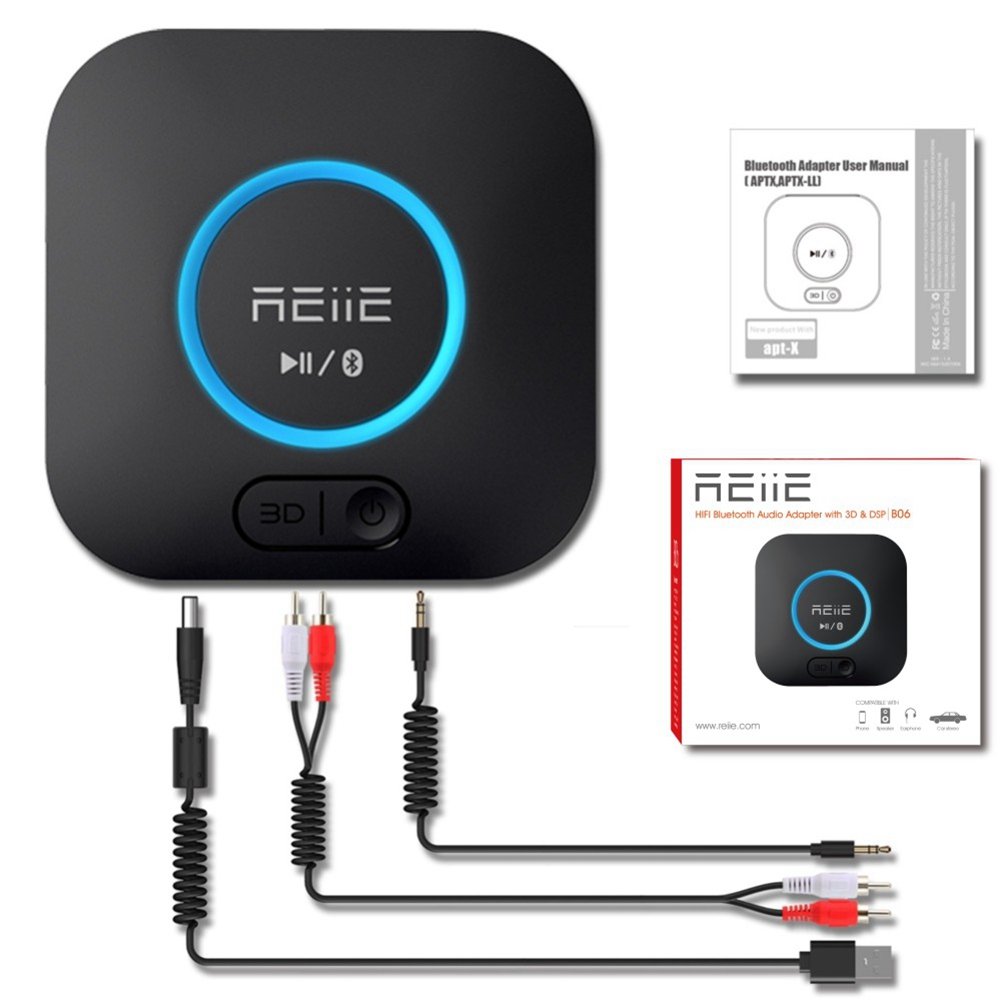 reiie HiFi Bluetooth Audio Receiver 4.2 Low Latency Adapter for Home and Car Stereo Streaming Pair Two Devices at Once