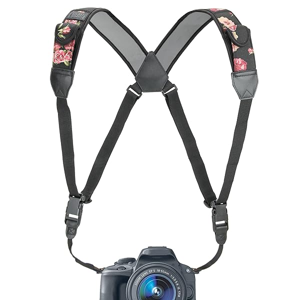 USA Gear USA Gear Floral DSLR Camera Strap Chest Harness - Quick Release, Accessory Pockets, Compatible with Canon, Nikon, Sony & More - View 2 of 10