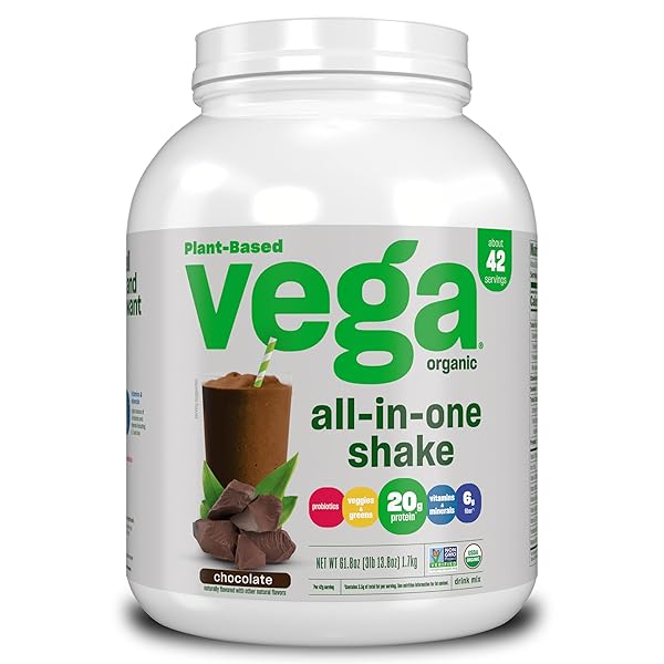 Vega Vega Organic All-in-One Vegan Protein Powder - Chocolate Flavor, Superfoods & Immunity Boost, Keto-Friendly, 61.8 Oz - View 2 of 8