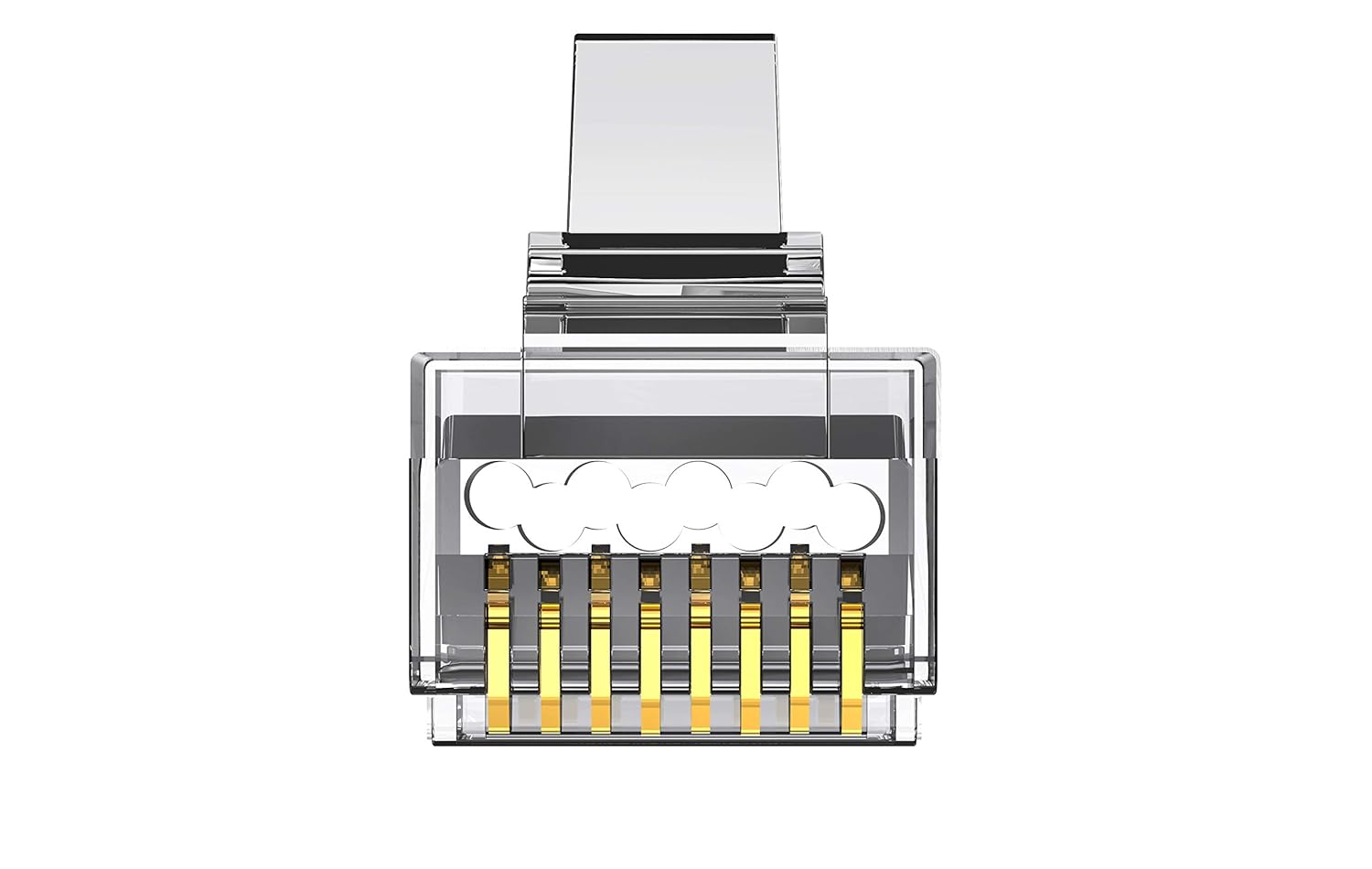 Platinum Connect Platinum Connect Cat6 Passthrough RJ45 Connectors 100 PCS Jar Gold Plated for High Speed Data Transmission - View 2 of 4
