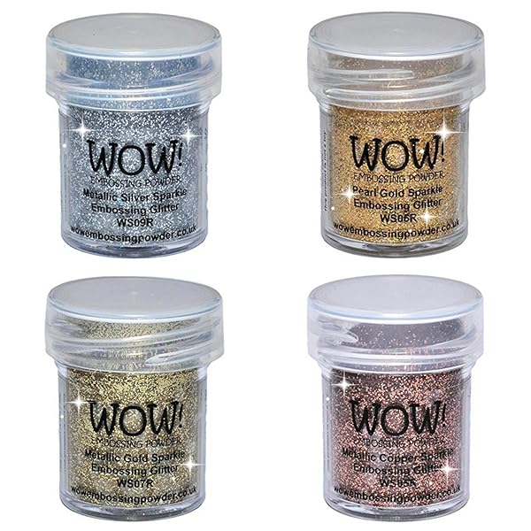 Wow! Embossing Powder Wow Sparkle Bundle Embossing Powders 4 Jars Metallic Gold Copper Pearl Gold Silver for Crafting and DIY Projects