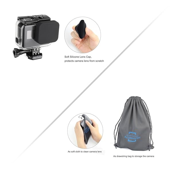 QiuNiu Standard Waterproof Dive Housing Case for GoPro Hero 5 6 Black Action Camera Up to 45 Meters No Lens Removal Needed Clear Design - View 6 of 8