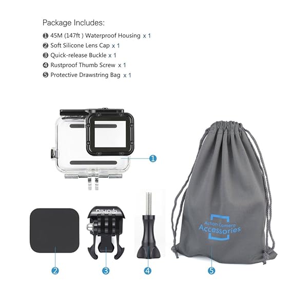 QiuNiu Standard Waterproof Dive Housing Case for GoPro Hero 5 6 Black Action Camera Up to 45 Meters No Lens Removal Needed Clear Design - View 8 of 8