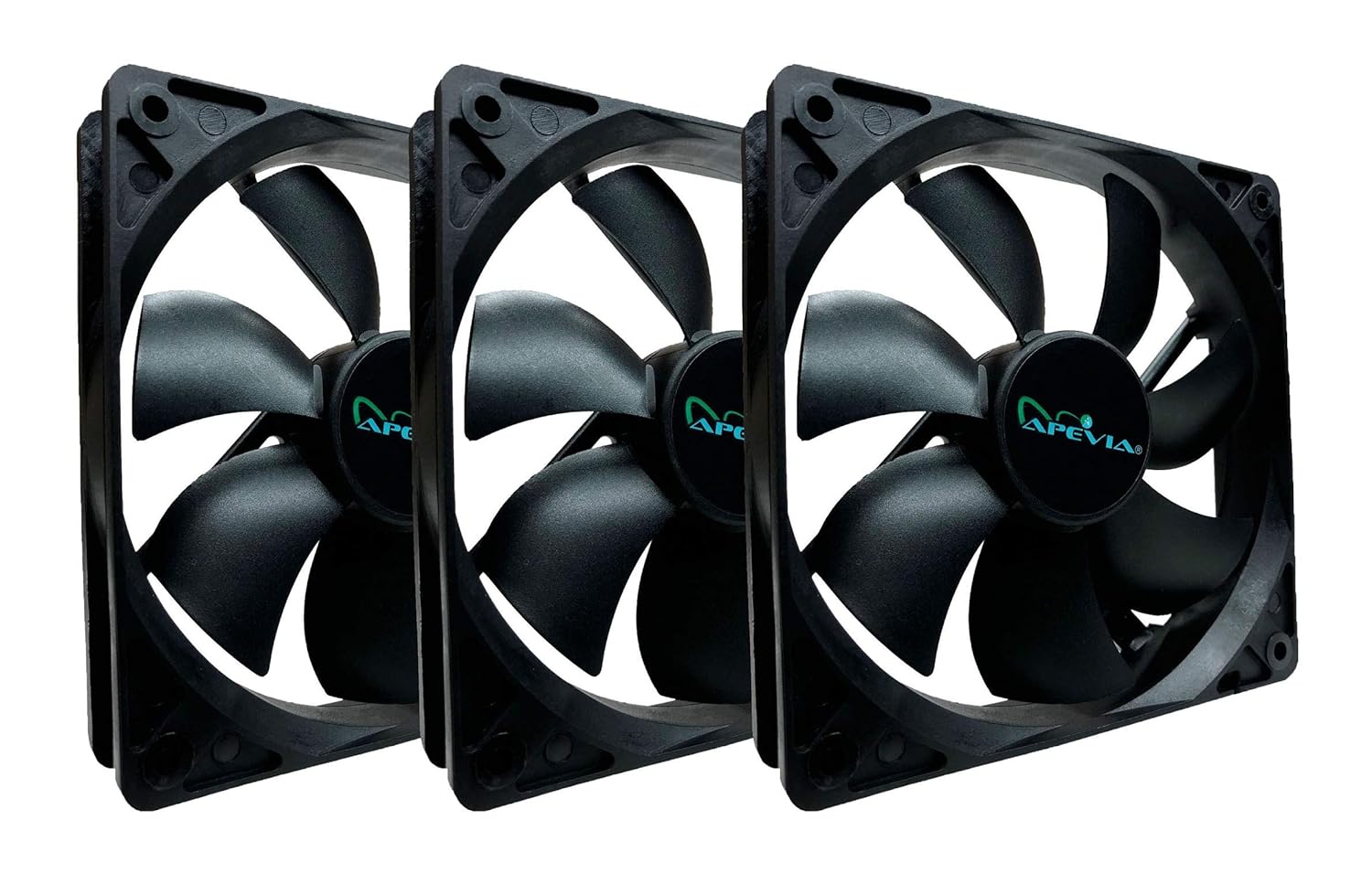 APEVIA CF314S-BK 140mm Black Silent Case Fan 4pin Molex 3pin Motherboard 3-pack for Efficient Cooling