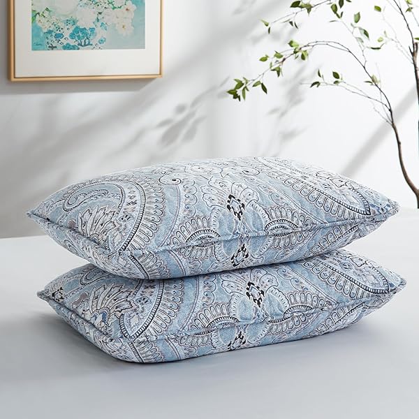 Southshore Fine Living, Inc. Southshore Fine Living Paisley Aqua Quilt Bedding Set for Full/Queen - Boho Style Bedspread & Shams - View 7 of 10