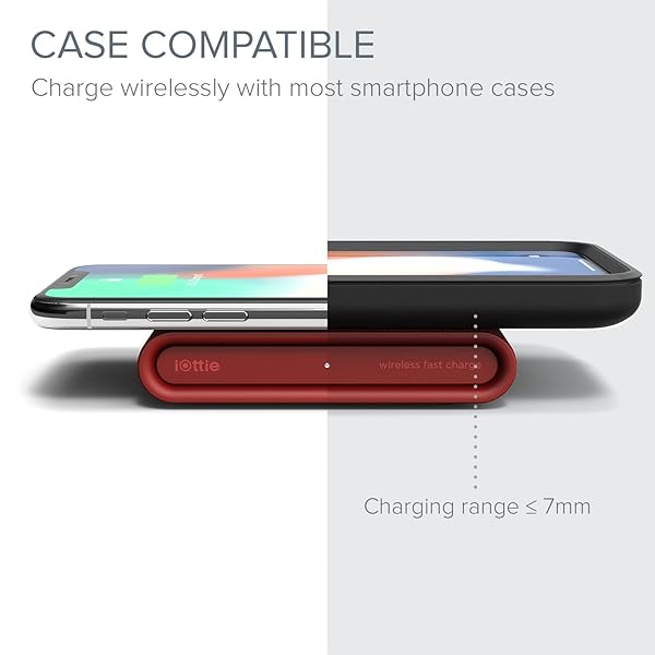 iOttie iOttie iON Wireless Mini Fast Charging Pad Qi Certified 7.5W for iPhone and 10W for Samsung Includes USB C Cable and AC Adapter Ruby - View 6 of 8