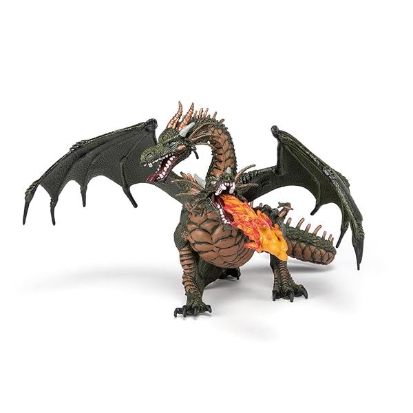 Papo Papo Hand Painted Two Headed Dragon Figurine Medieval Fantasy Collectible for Children Ages 3 and Up - View 2 of 7