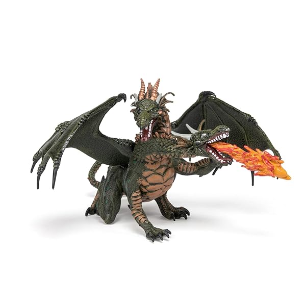 Papo Papo Hand Painted Two Headed Dragon Figurine Medieval Fantasy Collectible for Children Ages 3 and Up - View 3 of 7