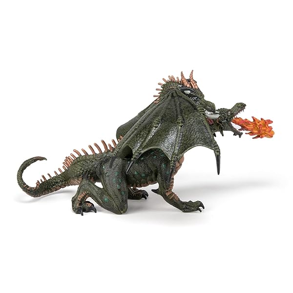 Papo Papo Hand Painted Two Headed Dragon Figurine Medieval Fantasy Collectible for Children Ages 3 and Up - View 4 of 7