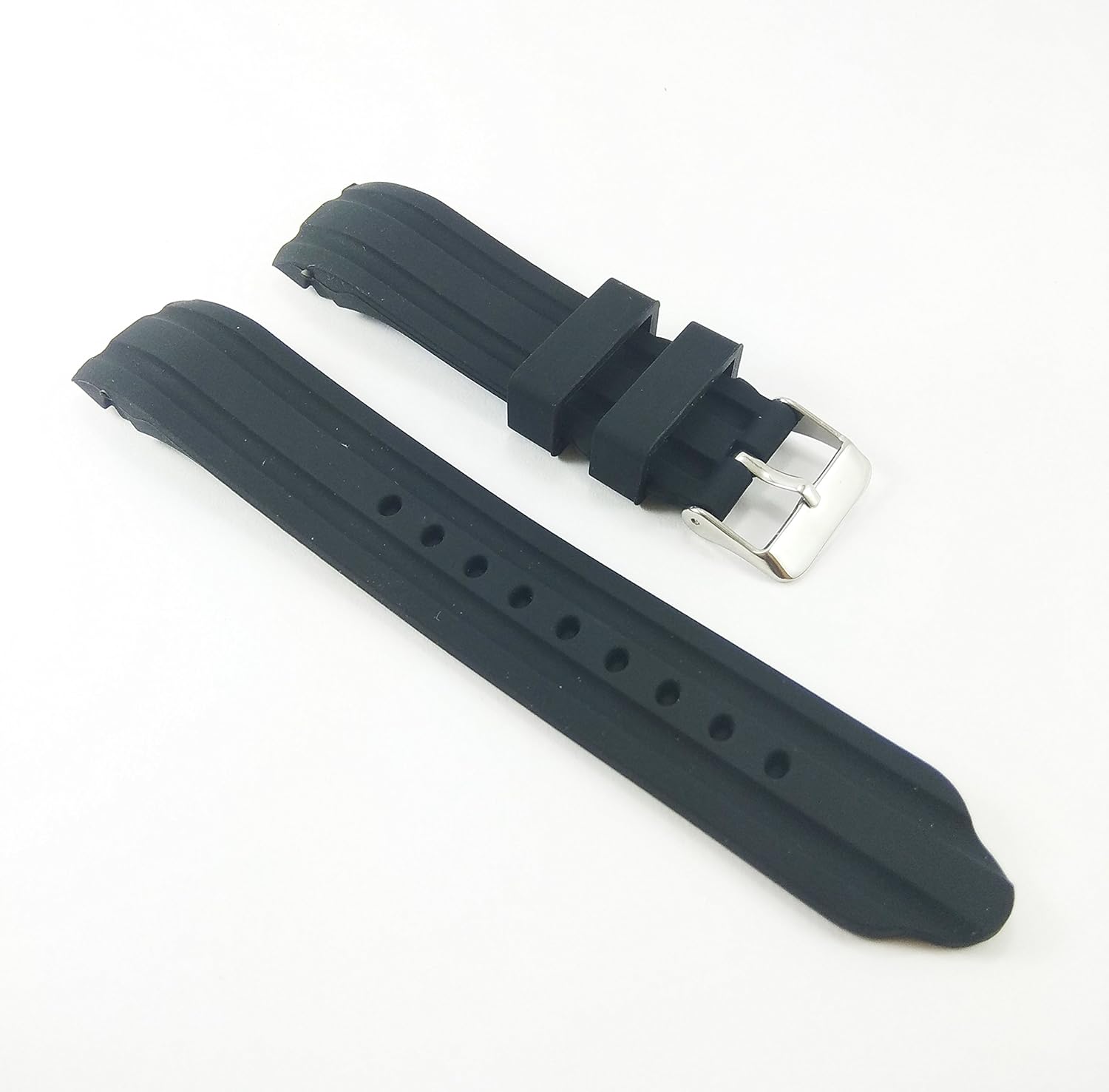g24 G24 22mm Waterproof Black Silicone Rubber Dive Watch Band Strap for Curved End Watches - View 2 of 4