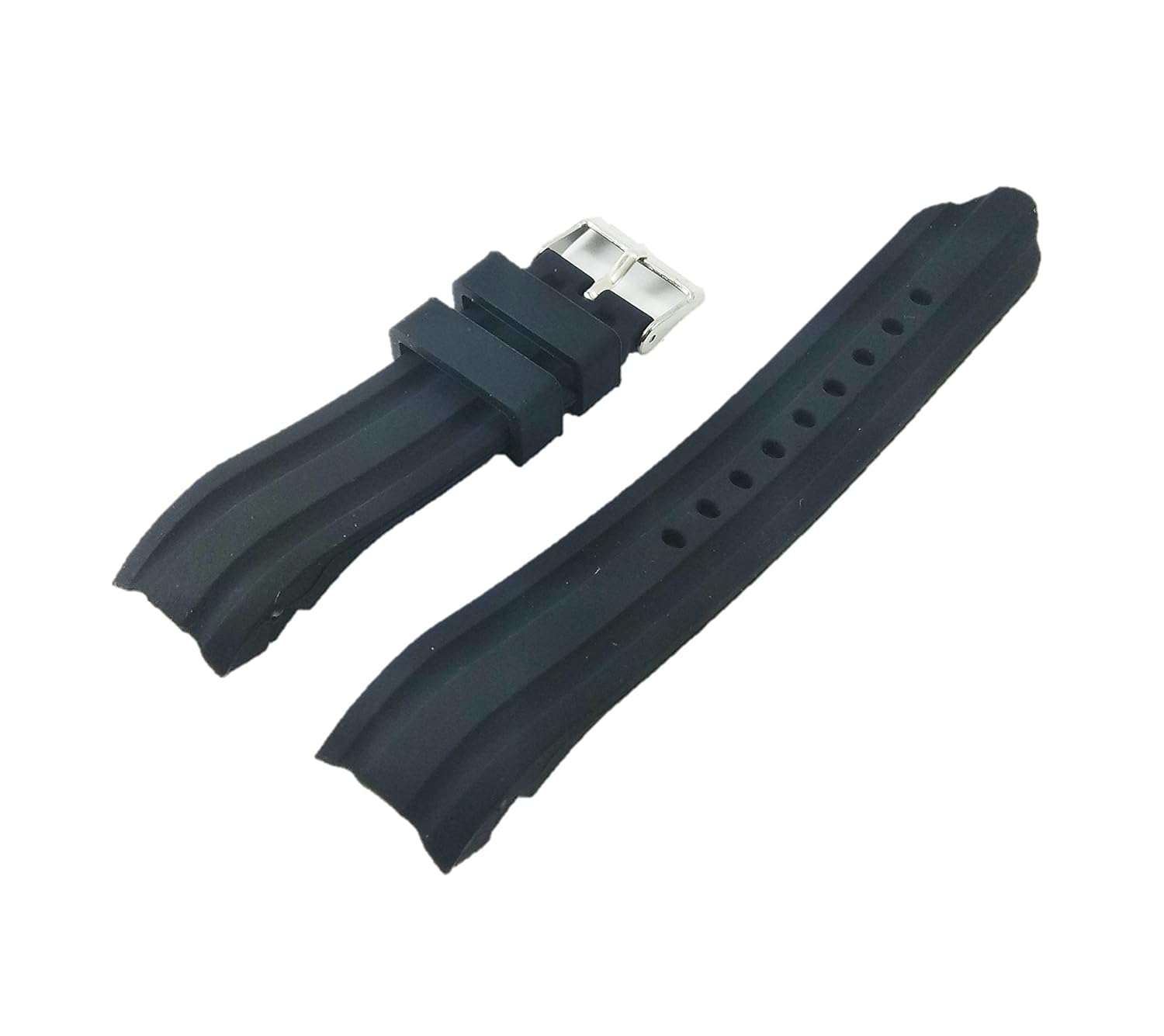g24 G24 22mm Waterproof Black Silicone Rubber Dive Watch Band Strap for Curved End Watches
