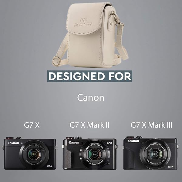 MegaGear Buy Mega Gear MG1416 Leather Case for Canon PowerShot G7 X Mark II - Stylish PU Leather, White with Strap - View 6 of 10
