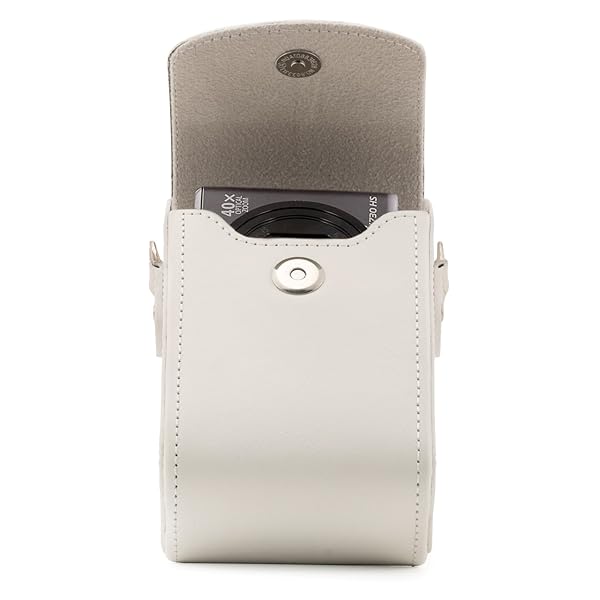 MegaGear Buy Mega Gear MG1416 Leather Case for Canon PowerShot G7 X Mark II - Stylish PU Leather, White with Strap - View 9 of 10