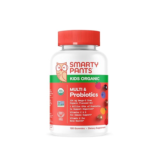 SmartyPants SmartyPants Organic Kids Multivitamin Gummies: Immune Support with Probiotics, Omega 3, Vitamins & Zinc - 120 Count