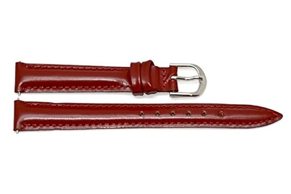 Cuir De Lyon 12MM Leather Smooth Stitched Red Watch Band Strap for Stylish Timepieces