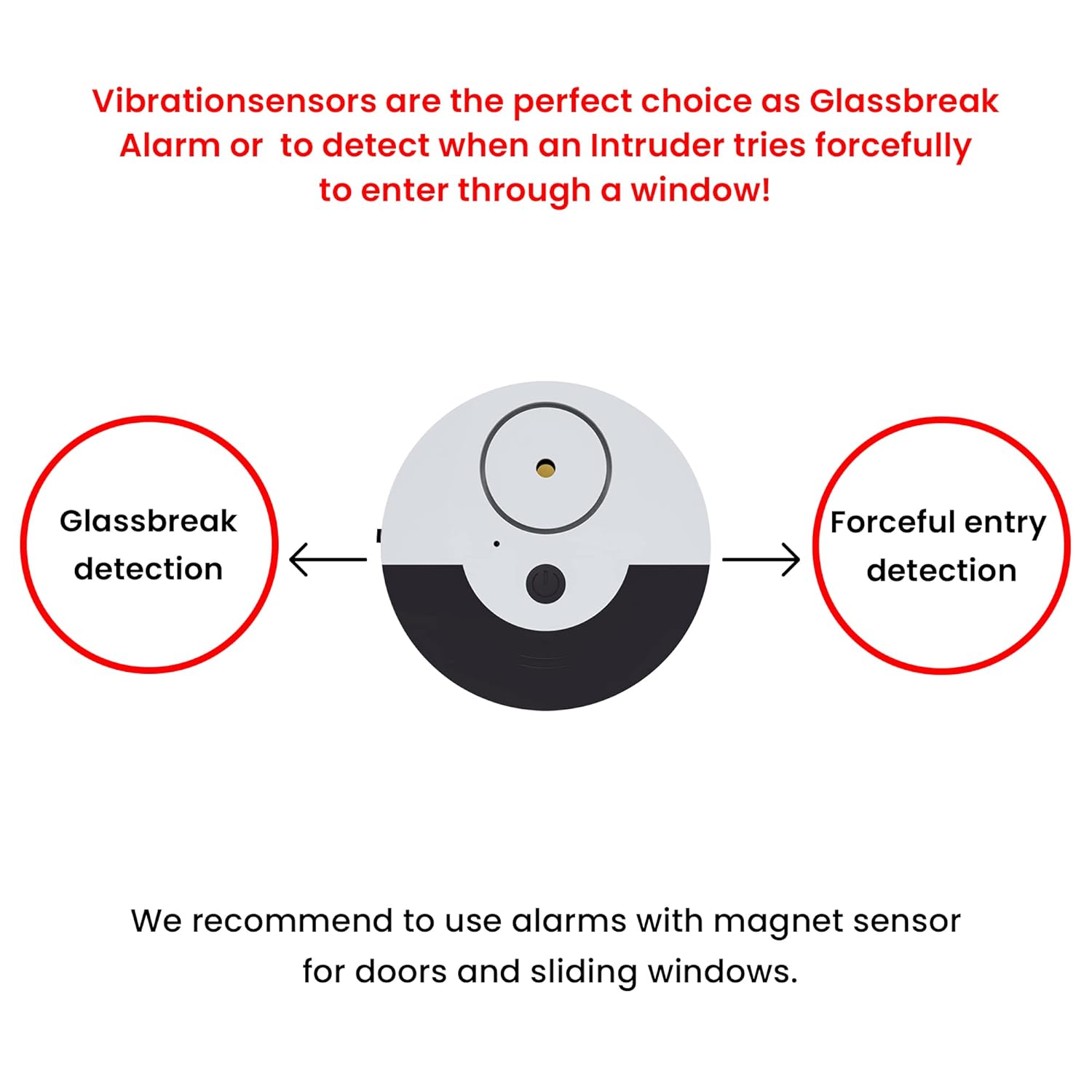 CATSONIC CATSONIC Premium Window Alarm Device Set Extra Loud 130dB Alarm Vibration Sensors Universal Compatibility Easy Installation Home Office RV Security - View 2 of 7