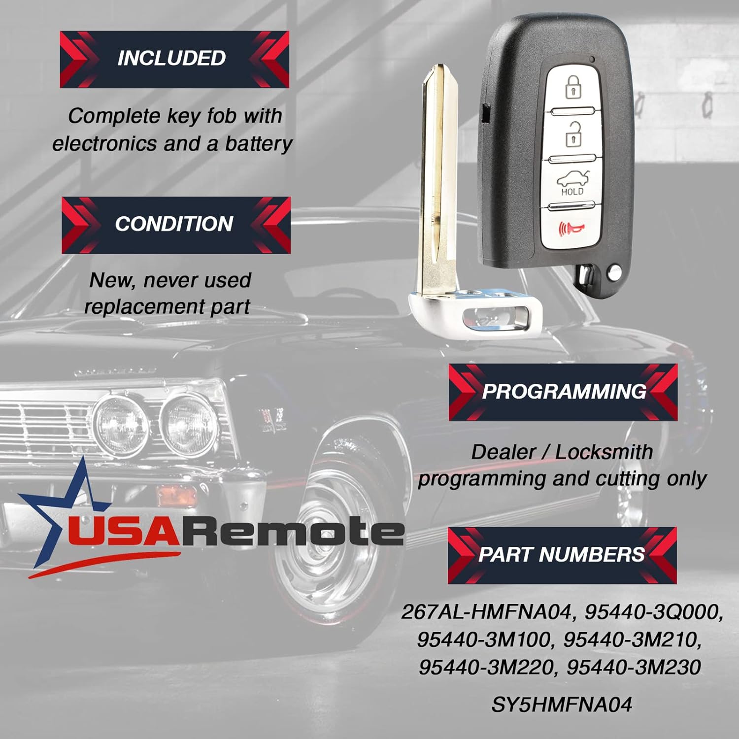 USARemote Key Fob for Hyundai Kia Smart Keyless Entry Remote 2010 to 2015 SY5HMFNA04 - View 3 of 7
