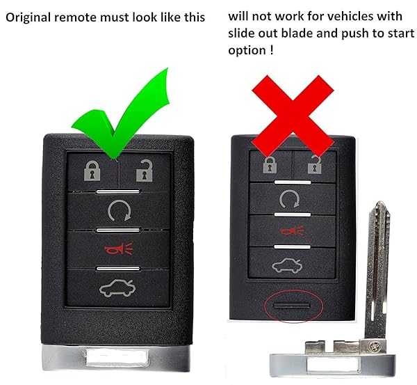 KeylessOption KeylessOption Key Fob Replacement for 2008 to 2016 Cadillac CTS Coupe DTS Remote 4-Button OUC6000066 Self Programming - View 6 of 8