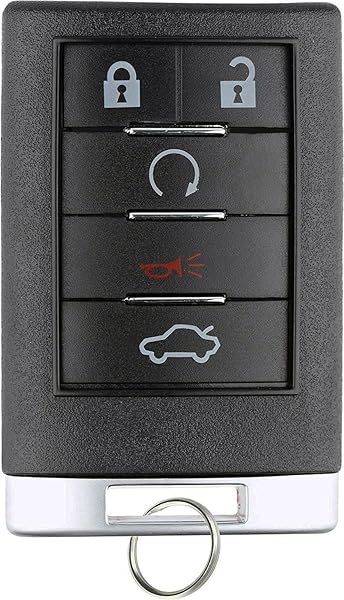 KeylessOption Key Fob Replacement for 2008 to 2016 Cadillac CTS Coupe DTS Remote 4-Button OUC6000066 Self Programming