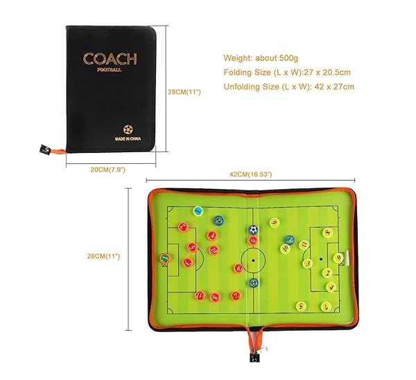 Wrzbest Wrzbest Portable Football Soccer Coaching Board with Dry Erase Clipboard and Professional Whistle for Coaches - View 2 of 7