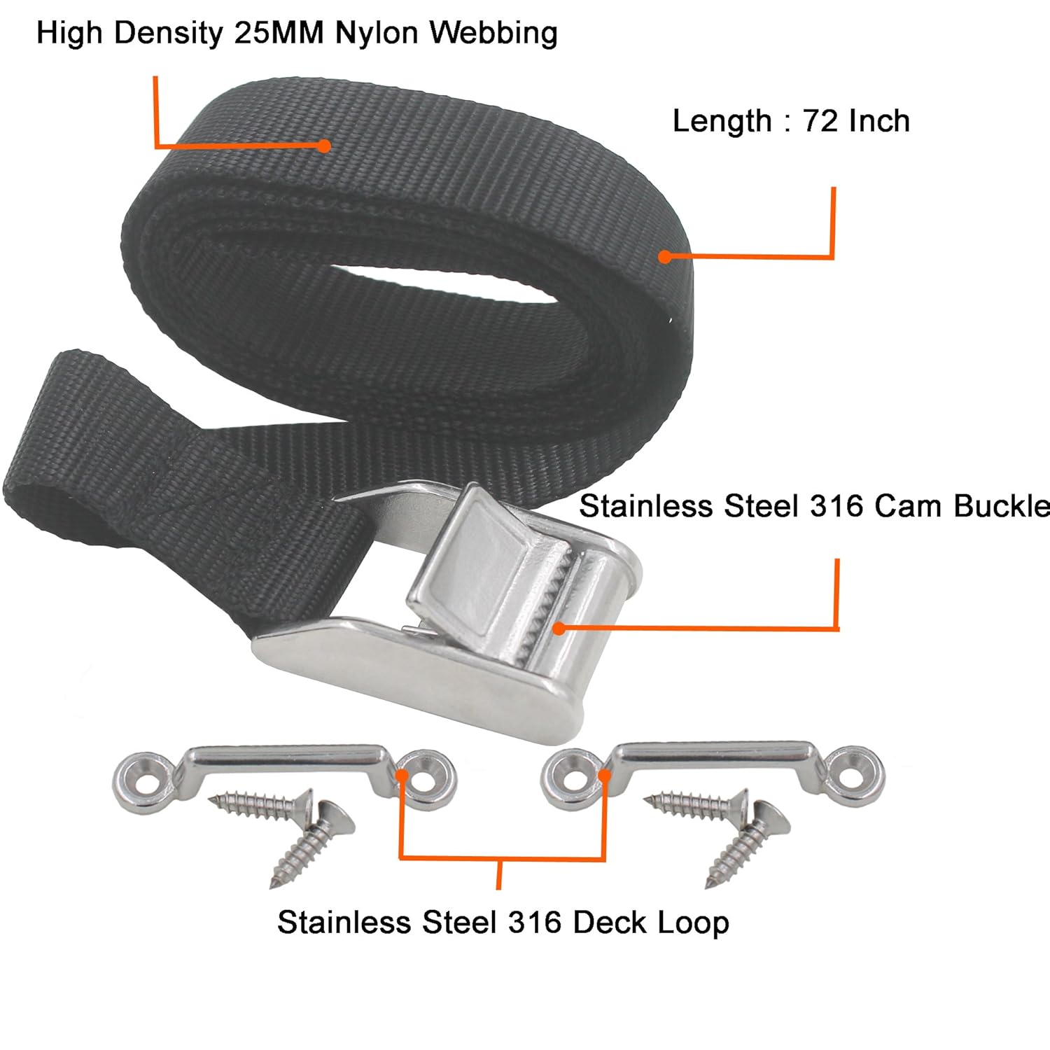 YYST YYST 72 Inch Gas Tank Strap with Stainless Steel Clamp and Deck Loops for Secure Fuel Tank Installation Hardware Included - View 2 of 3